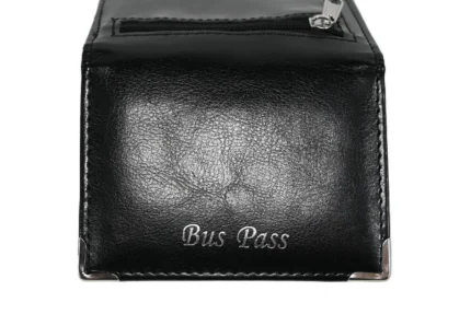 PU Window Bus Pass Holder SKU 1051 front view showing pass window area and flat holder body