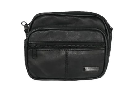Sheepskin Leather Compact Clutch Bag SKU 1091 front view showing hand-carry body and closure line