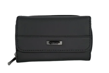 Cowhide Leather Compact Wallet SKU 1173 front view showing fold structure and exterior panel layout