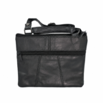 Rear of black crossbody bag with horizontal zip beneath top band — Sheepskin leather, SKU 1191