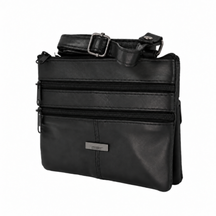 Angled crossbody bag showing shallow side profile and folded strap — Sheepskin leather, SKU 1191