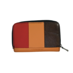 Wallet reverse with red, tan and dark panels — Cowhide leather, SKU 1483