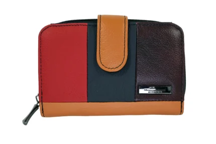 Cowhide Leather Mini Wallet SKU 1483 front view showing fold structure and mini wallet profile