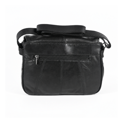 Rear shoulder-bag panel with horizontal zip and folded long strap — Sheepskin leather, SKU 1591