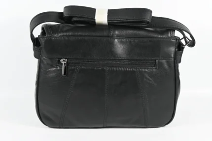Sheepskin Leather Dual-Handle Tote Bag SKU 1591 back view showing dual handle structure and top opening line