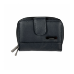 Front of the black wallet with pebbled texture and a small rectangular plaque — Cowhide leather, SKU 1730