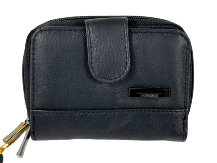 Cowhide Leather Mini Wallet SKU 1730 front view showing fold structure and mini wallet profile