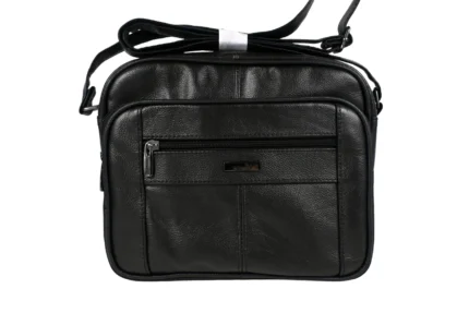 Cowhide Leather Shoulder Bag SKU 176FB front view showing shoulder strap structure and main body panel