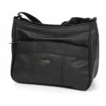 PU boxy crossbody bag OEM SKU 1885 with soft rectangular body, curved front zipper pocket, side depth, and long strap