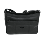 Front panel with curved zipper, stitched band and plaque — PU leather, SKU 1885