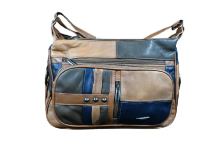 Sheepskin Leather Shoulder Bag SKU 19A front view showing shoulder strap structure and main body panel