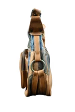 Sheepskin Leather Shoulder Bag SKU 19A side view showing shoulder strap structure and main body panel