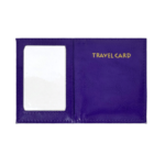 Purple exterior with one window and Travel Card lettering — PU leather, SKU 2051