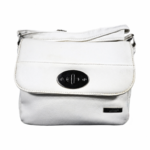 Front of the light-coloured flap bag with an oval lock plate — PU leather, SKU 2083