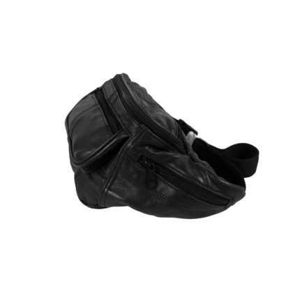 Angled waist bag showing zip along tapered side wing — Sheepskin leather, SKU 246FX