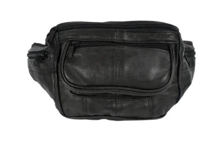 Sheepskin Leather Waist Bag SKU 246FX front view showing belt-style strap and compact front body