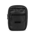 Upright black pouch with rounded top and horizontal front zip — Sheepskin leather, SKU 2881