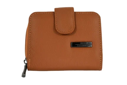 Cowhide Leather Mini Wallet SKU 3073 front view showing fold structure and mini wallet profile