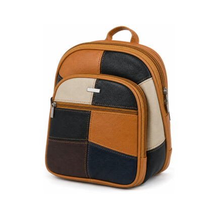 Colour-block backpack with tan piping and raised rounded front section — Cowhide leather, SKU 3283