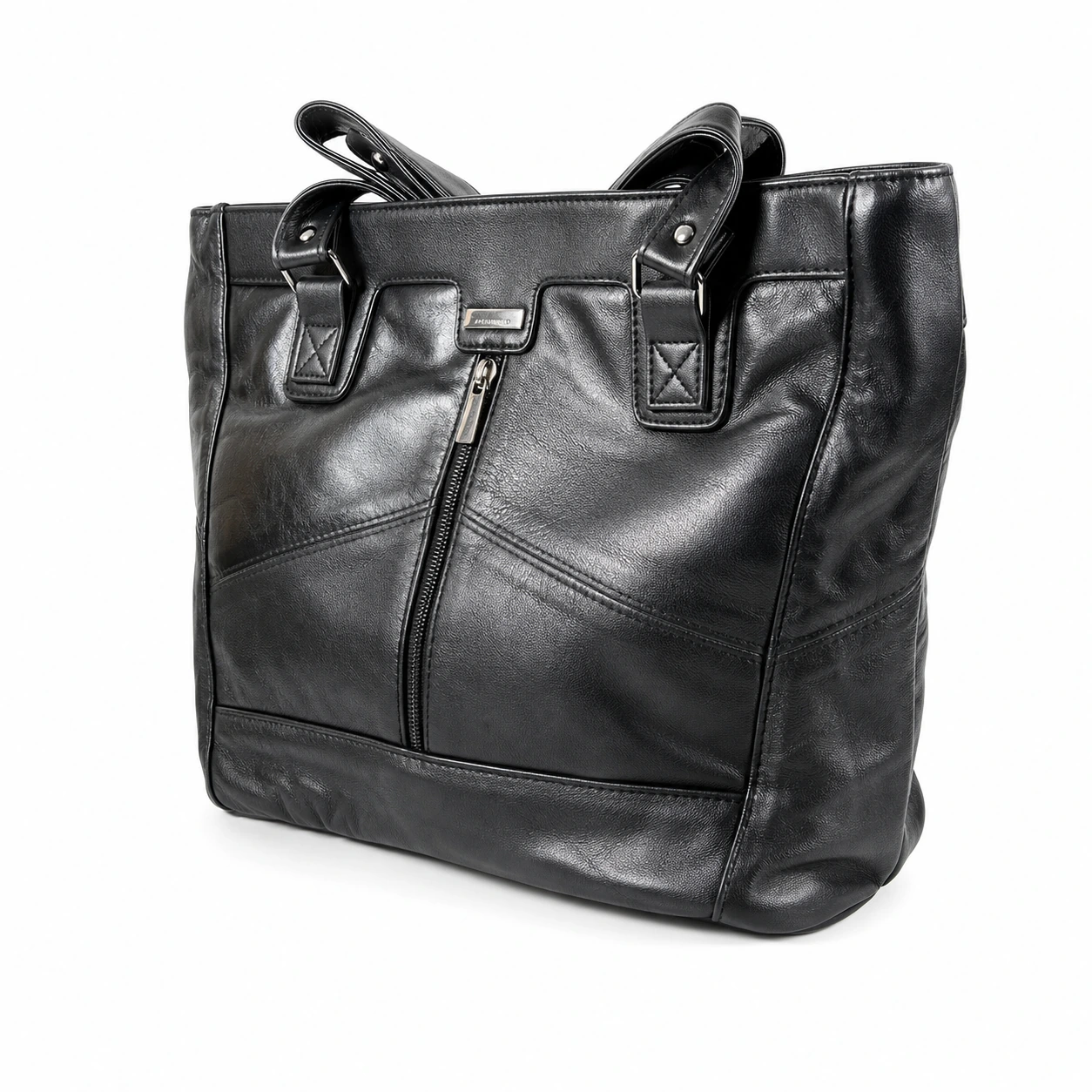 3391-tote-bags-sheepskin-38.2x27x12.7-main Large soft sheepskin tote OEM SKU 3391 with reinforced handle tabs, front vertical zipper pocket, rear zipper pocket, and deep side gusset