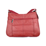 Red reverse with horizontal zip and rectangular stitched grid — Cowhide leather, SKU 3473