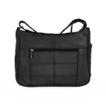 Black reverse with horizontal zipper and grid-like seams — Cowhide leather, SKU 3473