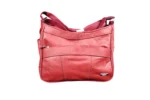 Cowhide Leather Shoulder Bag SKU 3473 front view showing shoulder strap structure and main body panel