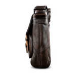 Side gusset of the satchel with stitched joins and upper strap hardware — Cowhide leather, SKU 3573