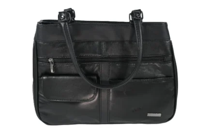 Sheepskin Leather Dual-Handle Tote Bag SKU 3591 front view showing dual handle structure and top opening line