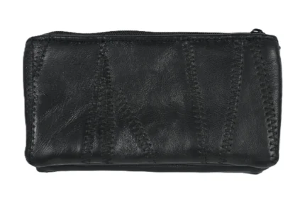 Black wallet rear with vertical zigzag panel joins — PU leather, SKU 3764