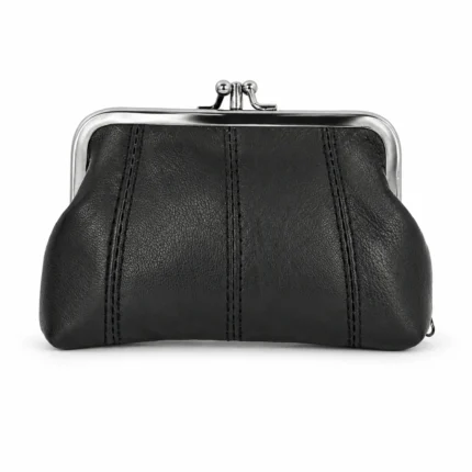 Sheepskin Kiss-Lock Coin Purse OEM SKU 3941 with kiss-lock metal frame, silver clasp, and small framed coin purse body