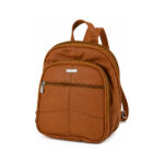 Cognac backpack with rounded top, arched front section and horizontal front zip — Cowhide leather, SKU 4473