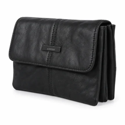 Sheepskin Flap Wallet Organizer OEM SKU 4491 with large flap-front body, soft wrinkled leather, and expandable side depth
