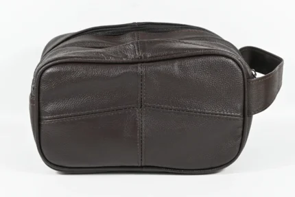 Cowhide Leather Compact Clutch Bag SKU 4573 back view showing hand-carry body and closure line