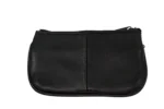 Back of the black pouch with one central vertical seam — Sheepskin leather, SKU 4641