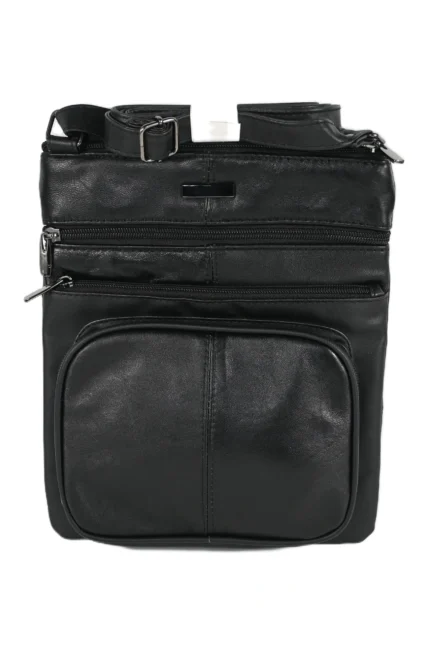 Sheepskin Leather Crossbody Bag SKU 4891 angle view showing compact body and strap connection points