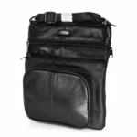 Sheepskin leather organizer crossbody OEM SKU 4891 with vertical body, multiple front zipper pockets, lower front pouch, and strap hardware