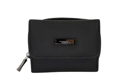 Cowhide Leather Mini Wallet SKU 5073 front view showing fold structure and mini wallet profile