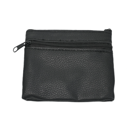 Back of the black wallet showing a horizontal zip above a plain panel — PU leather, SKU 6051