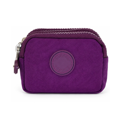 Purple purse front with matching round patch and rounded corners — Polyester fabric, SKU 6052
