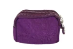 Polyester Three-Zipper Mini Wallet SKU 6052 back view showing three-zipper layout and compact body