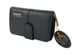 Cowhide Leather Mini Wallet SKU 6073 detail view showing fold structure and mini wallet profile