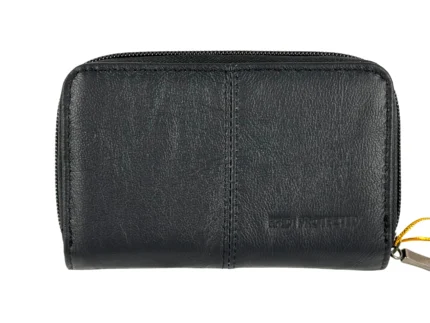 Cowhide Leather Mini Wallet SKU 6073 front view showing fold structure and mini wallet profile