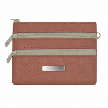 Sheepskin leather multi-zip coin and card pouch OEM reference SKU 6391