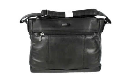 Sheepskin Leather Shoulder Bag SKU 641B front view showing shoulder strap structure and main body panel