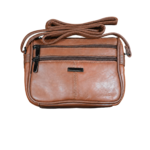 Brown bag front with central seam and folded long strap — Sheepskin leather, SKU 642B