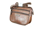Sheepskin Leather Shoulder Bag SKU 642B detail view showing shoulder strap structure and main body panel