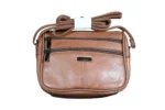 Sheepskin Leather Shoulder Bag SKU 642B front view showing shoulder strap structure and main body panel