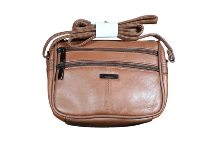 Sheepskin Leather Shoulder Bag SKU 642B front view showing shoulder strap structure and main body panel