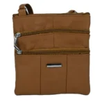 Cowhide Leather Compact Crossbody Bag SKU 6673 angle view showing compact body and strap connection points